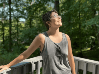 Caller Annie Kidwell gazes to the right